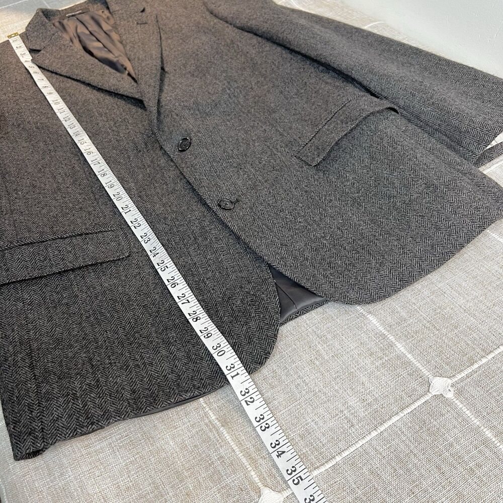 Lauren Ralph Lauren Grey Herringbone 100% Wool Blazer Sport Coat Men’s 44R Slim - Picture 10 of 10